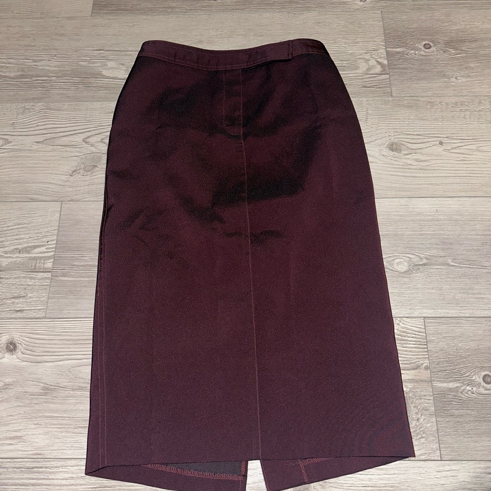 Vintage Laundry By Shelli Segal Deep Burgundy Dark Red Midi Pencil Skirt, Size 2